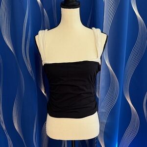 Free People Black and Cream Tank Top